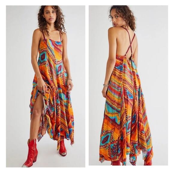 Free People Dresses & Skirts - Free People Sahara Dress Maxi Desert Small NWT Boho Western Serape Rodeo Flowy